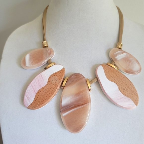 Cato Jewelry - Cato Pink Gold Necklace Marble Statement Chunky Bold Boho